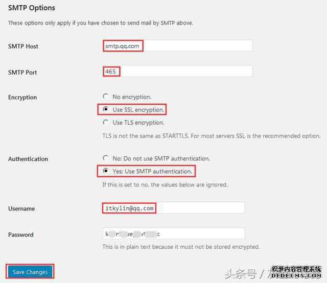 WordPress如何设置contact form 7插件通过qq邮局发送邮件?